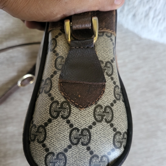 Gucci "GG" Supreme Sherry Web Camera Brown Leather Coated Canvas Cross Body - Picture 11 of 13